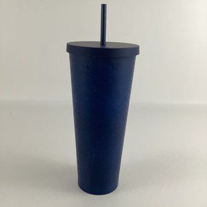 Starbucks Venti Cold Cup Tumbler 24 Ounce Screw Top Lid Straw Blue Matte 2017